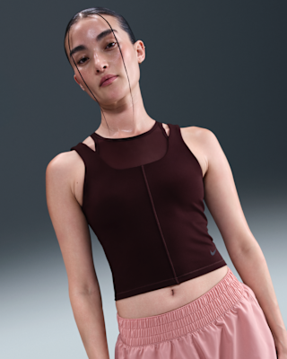 ★ Nike★ One Fitted Dry Fit Crop Tank Top W White Black FN Nike One Fitted Dri Fit Crop Tank - White/Black | Midwest